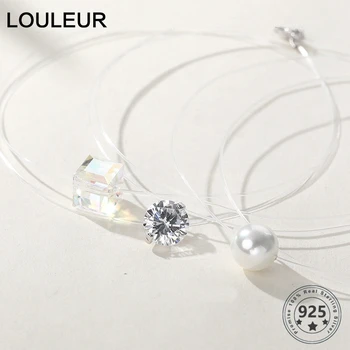 Louleur 925 Sterling Srebro Stereo Pregleden laksa prikrite ogrlica Plaz Kristalno Iz Swarovskis Ključavnice Verige Darilo