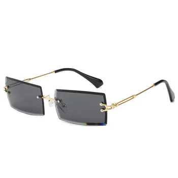 Luksuzne blagovne Znamke Pravokotnik Dame sončna Očala Rimless Kvadratnih Retro sončna Očala za Dame Vožnjo UV400 Zonnebril Dames Vrouwen Bril