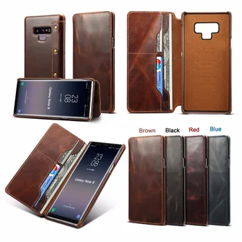 Luxury Real Pravega Usnja denarnice primeru imetnik kartice primerih Za Samsung Galaxy Note9 S9+ S9 PLUS S10 S10plus mobilne vrečko kritje