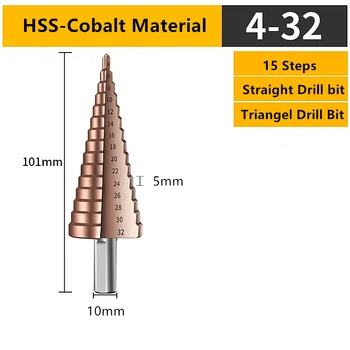 M35 Kobalt hitroreznega Jekla Cone Kobalt Svedrov za Kovine Vrtalni 4-12/20/32mm Korak Drill Bit Orodje Set Luknjo Rezalnik Za Nerjavečega Jekla