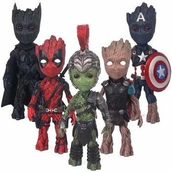 Marvel Varuhi Galaxy Avengers Drevo Človeka, Cosplay Thor & Deadpool & Kapetan Ameriški Urad za Dekoracijo Slika Model Igrače