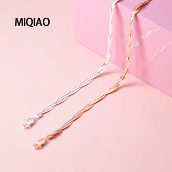 MIQIAO dvoslojno Kača Verige Anklet Za Ženske 925 Sterling Srebro Stopala Nakit Modni Rose Gold Barvi Ornament 2020 Platformo