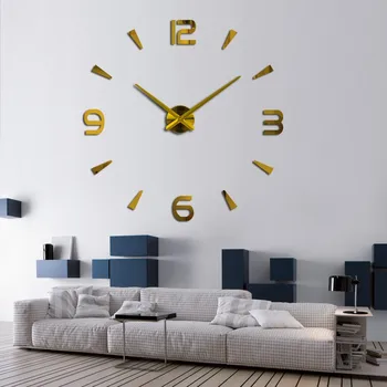 Moda DIY 3D Stenske Ure Za dnevno Sobo Design Akril Ogledalo Ure Evropi Nalepke Velike Dekorativna Stenska Ura Quartz uro