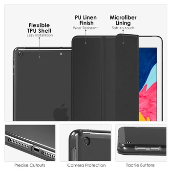MoKo Primeru Za Novi iPad 10.2 2019 (10.2-inch) - iPad 7. Generacije 2019 Primeru s Stojalom, Mehko Prosojen TPU Motnega, Zadnji Pokrovček