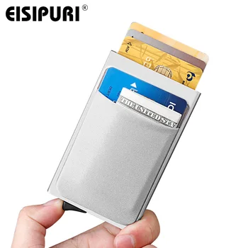 Moški Aluminijasto Denarnico Z Back Pocket ID Imetnik Kartice RFID Blokiranje Mini Slim Kovinsko Denarnice Samodejno Pop up Kreditne Kartice Kovanec Torbici