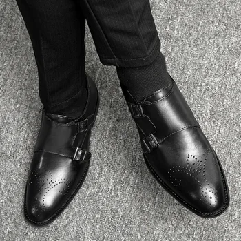 Moški Oxford Čevlji pravega usnja, Klasični Slog, ki je Formalno Človek Obleko Poslovnih Urad svate Čipke Konicami Prstov Moški Čevlji
