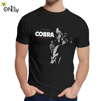 Moški T-shirt Japonske Anime Prostor Avanturo Cobra Bombaž Poletje Crewneck Letnik Kratek Rokav