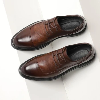 Moški Čevlji Brogue Oxfords Moda Britanski Poročni Čevlji Človek Poslovno Obleko, Čevlje Black Design Usnje Obutev