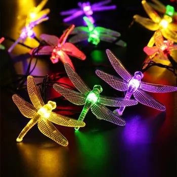 Na prostem LED sončni vrt svetlobe 6.5 m 30led za Božično drevo stranka Počitnice Dekoracijo Dragonfly Niz Luči 8 Načini Vila Lučka