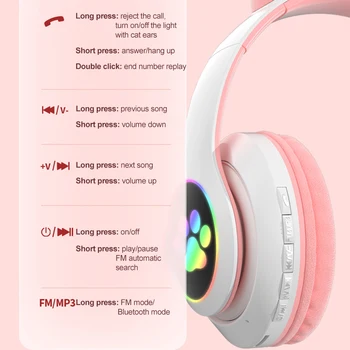 Nov Prihod LED Mačje Uho šumov, Slušalke Bluetooth 5.0 Mladih Otroci Slušalke Podpira TF Kartice 3,5 mm Vtič