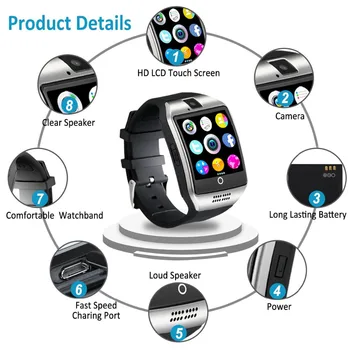 Nova Različica Bluetooth Smart Watch V18 MP3 Predvajalnikom Glasbe, Z Zaslonom na Dotik Podpira TF/ Kartico Sim Fotoaparata za Android Telefon