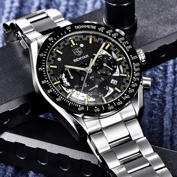 Novo quartz Moške ure BENYAR top blagovne znamke luksuzni gledajo moški nepremočljiva kronograf poslovni človek športno ročno uro Reloj Hombre