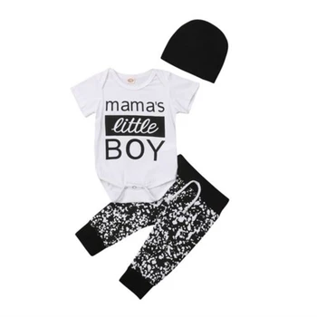 Novorojenih Otrok Baby Boy 3Pcs Oblačila Jumpsuit Romper Obleka, Hlače Klobuk Obleke Set