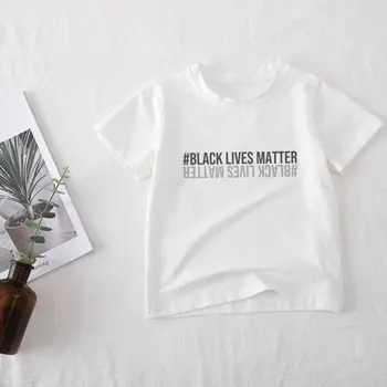 Novost 2020 Unisex Dekleta Tshirt Black Življenja Glede Tiskanja Fant Majica Baby Girl Obleke Estetike Poletje Otroci Vrhovi 24M-9T Srčkan