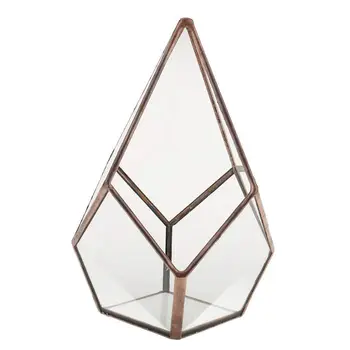 Okrasni - Steklo cvet vazo, jasno, geometrijske oblike, Fantasy, home / poroka ornament, Cuivre, 12 x 12 x 17 cm