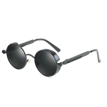 Okrogla Kovinska Sončna Očala Steampunk Polarizirana Moški Ženske Modni Očala Blagovne Znamke Oblikovalec Letnik Premaz Odseva Očal Odtenki