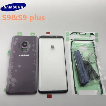 Originalni Samsung Galaxy S9 G960 S9 plus G965 Nazaj Stekla Cover Zadnji Pokrovček za Baterijo Vrata z objektiva+Zaslon na Dotik Sprednje Steklo