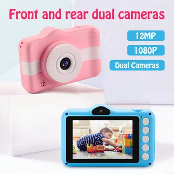 Otrok Fotoaparat Srčkan Risanka Mini Digitalni Fotoaparat Za Otroke 3,5-Palčni 12MP 1080P Fotografijo, Video Kamere Otroški Rojstni dan Božično Darilo