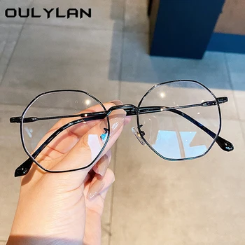 Oulylan Modra Svetloba Blokiranje Očala Ženske Moški Retro Optična Očala Okvirji Kovinski Očala Računalnik Očala za igre na Srečo