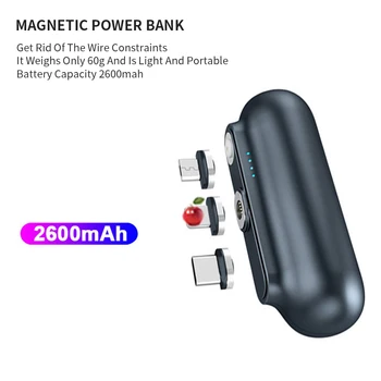 PINZHENG Magnetno Moč Banke Za iPhone Micro USB Tip C 2600mAh Mini Magnet Polnilnik Moči Banke Za iPhone, iPad Xiaomi Huawei