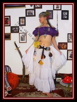 Plemenski Ples Trebuh Krilo 16 Metrov Poln Krog Bombaž španskega Flamenka Obleka Gypsy Fusion Dancel Ats CMM06