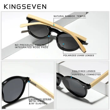 Po meri LOGO KINGSEVEN Bambusa Serije Polarizirana Moške Očal, Lesenih Vintage sončna Očala UV400 Zaščito Moda za Ženske Očala