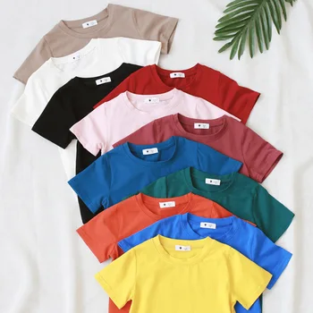 Poletje Baby Dekleta T Shirt Barva Priložnostne Otroci Majica Za Fante Kratkimi Rokavi Otroci Oblačila 1-9Years BC418