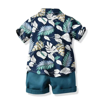 Poletje Otrok kompleti oblačil 2021 drevo, listi Otrok Fantje Oblačila, ki Kratek Rokav T-shirt+Kratke Hlače 2pcs Baby Boy Plaža obleko