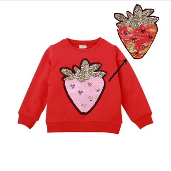 Pozimi dekliška jopica srčkan čarobno razbarvanje bleščica paillettes rožnate Jagode majica za deklice, božična darila, 2-8T