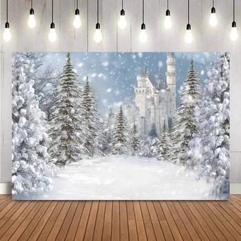 Pozimi sneg Grad Ozadje za Fotografiranje Vesel Božič Foto ozadje studio, borov gozd snežinka stranka dekoracijo fotografija