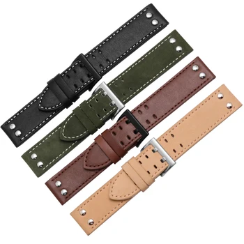 Pravega Usnja watchband zamenjava usnjeni trak Kaki Klasičen Jazz Seiko watch verige za Hamilton 20 mm 22 mm