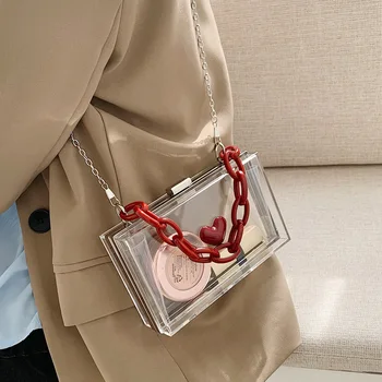 Pregledno Polje Kvadratnih Crossbody vrečko 2020 Moda New Visoke kakovosti Ženske Oblikovalec Torbici Verige Tote Ramenski Messenger Bag