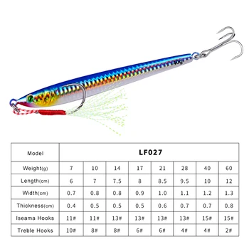 PROBERO 5pcs/veliko Jigging Vodi Ribe 7g-100 g/6 cm-13 cm Kovinska Šablona Fishing Lure 5 Barvo Paillette Nož Wobbler Umetne Trdi Vabe