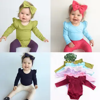 Pudcoco Dekle Jumpsuits Newborn Baby Toddler Dekleta Poletje Romper Dolg Rokav Obleke Jumpsuit M