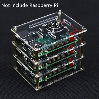Raspberry Pi 4 Akril Primeru Multi-layer Pokrov Polje Lupini s CPU Hladilni Ventilator Hladilnika za Raspberry Pi 3 Model B 3B Plus 2B