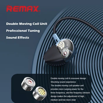 REMAX Slušalke RB-595 Dvojno Moving Coil Rog HIFI ravni Žične Slušalke Glasbo, Slušalke Inteligentni Zmanjšanje Hrupa Slušalke
