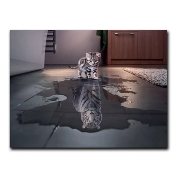 Risanka Živali, Plakati, priznanja Mačka, ki je Kot Tiger Steno Umetnosti Slikarstva Tiska na Platno, Slike, Domači Otroci Soba Dekor