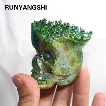 Runyangshi 1pc Fashion zelena Raw Crystal grozdov Lobanje zelena prevleka quartz gruče Reki lobanje zdravljenje Feng Shui