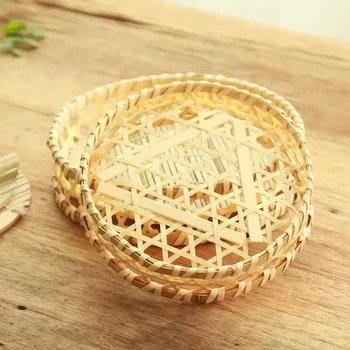 Sadni prigrizek pladenj za ročno izdelane košarice primarnih barv bambusa tkane preprost zajtrk kuhinji shranjevanje živil v košarico zaprtih predmetov za gospodinjstvo