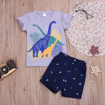 SAGACE 2020 dojenček fant obleke Poletje Otroci Baby Dinozaver T Shirt Prikrivanje Kratek Fant Obleko Šport bo Ustrezala Otrok otrok Oblačila Sklop