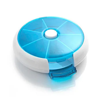 Samodejni Rotacijski Okroglo Obliko Medicine Pill Box, Compact 7 Dni Tedensko Potovalne Medicine Imetnik Pomnilnika Tabličnega Računalnika Primeru Posodo