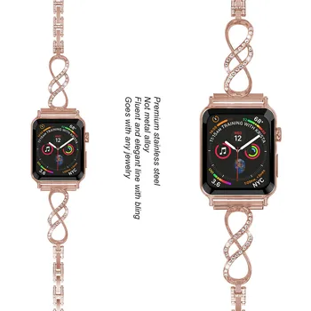 Slim Diamond Bling Moda Trak za Apple Watch Band Serije SE/6/5/4/3/2 Dekleta Kovine, Sveže Zapestnica za iWatch 44/40 mm 38/42mm