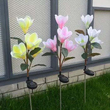 Sončno energijo Svetlobe Magnolija Cvet Obliko 4 LED Vrt Razsvetljavo na Prostem Krajine Svetlobe