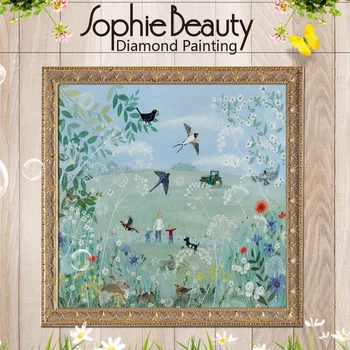 Sophie Lepoto Diy Diamond Slikarstvo Navzkrižno Šiv Pomlad Ptica Ročno Vezenje Kvadratnih Mozaična Umetnost Okrasnih needlework Kit