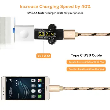 SUPTEC 5 Pack USB Tip C Kabel 2M 3M za Samsung S8 S9 Opomba 9 2.4 Polnilnik Hitro Polnjenje Tip-C Kabel za Huawei Xiaomi Oneplus
