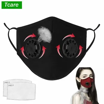 Tcare Dvojni Ventil Odraslih PM2.5 Usta Masko z 2 Zamenljivi Filtri Masko Proti Prahu Onesnaževanja Zaščitna Dihanje Maske za Obraz
