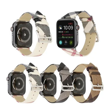 Trak za Apple Watch 6 band 44 mm 40 mm Italija Kariran Vzorec Pravega Usnja manšeta Zapestnica pasu za iwatch 6/5/4/3/SE 38 42mm
