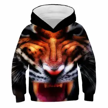 Trenirke Tiger Živali Vzorec Hoodies Dolg Rokav Fantje Dekleta 2020 Jeseni Novi Vrhovi Oblačila Otrok Tiskanje 3D Oblačila