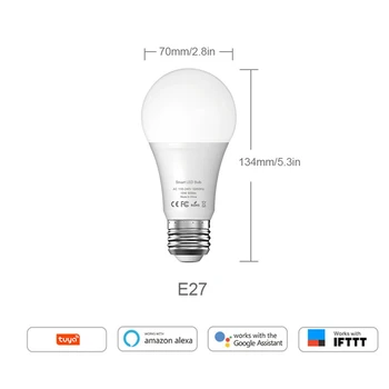 Tuya Smart Življenje Wifi Smart Led Žarnice, Žarnice E27 10W 900Lm 6500K Hladno Bele Svetlobe, Deluje s Alexa googlova Domača stran IFTTT