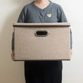 Velika bombaž Perilo Tkanine, Zložljiva škatla za Shranjevanje Posode s Pokrovom in Ročice za igrače in organizatorji Shranjevanje bin kocke Organizator